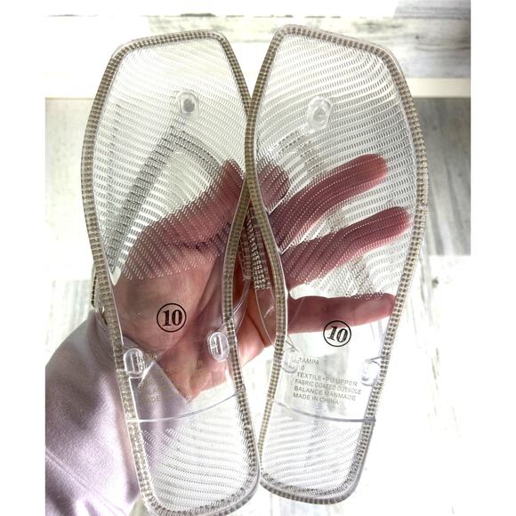 Lauren Lorraine Womens 10 Clear Jelly Rhinestone Slip-On Sandals NEW - Picture 6 of 7
